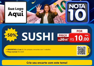 Modelo de Cartaz para Cartaz A4 Horizontal com o tema Nota 10 para Comida japonesa