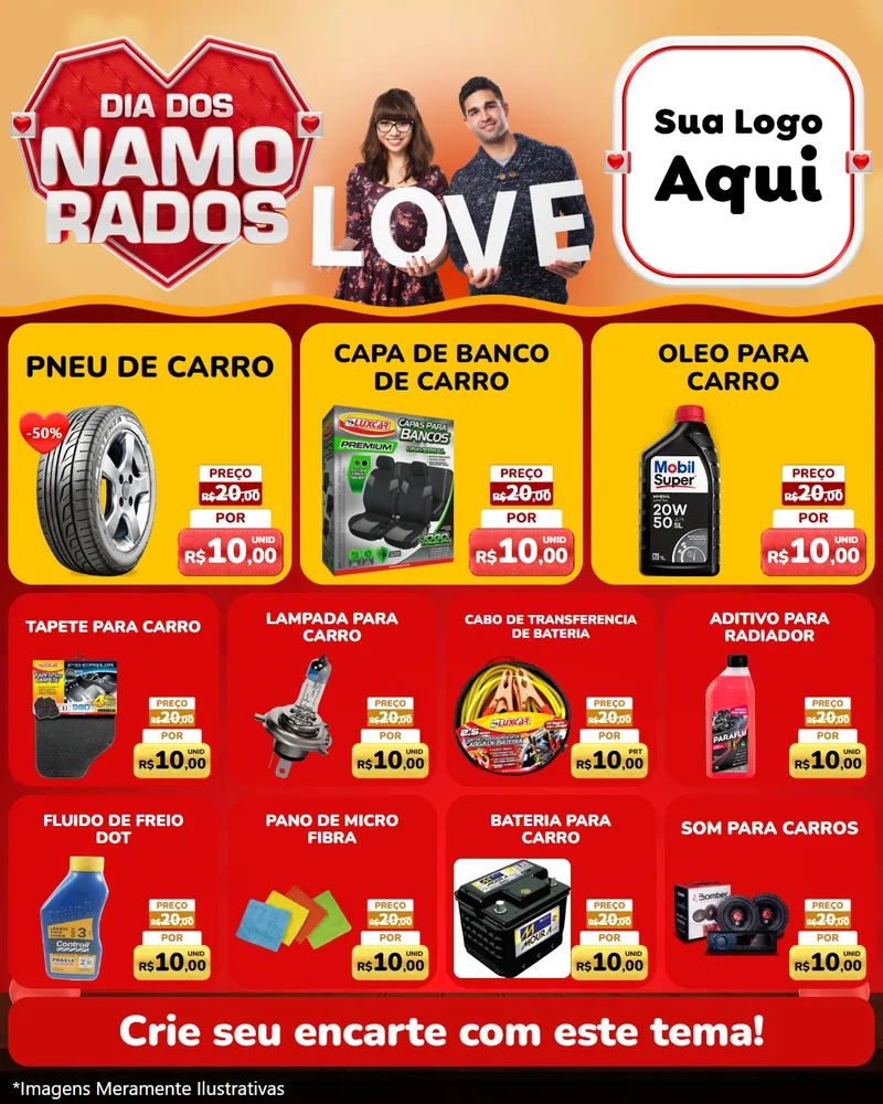 Modelo de Rede Social para Feed Instagram com o tema Dia dos Namorados para Auto peças
