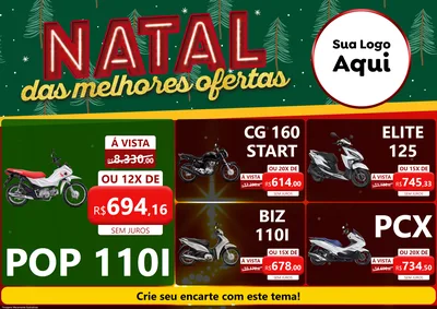 Modelo de Encarte para Encarte A4 Horizontal com o tema Natal das Melhores Ofertas para Concessionaria de Motos