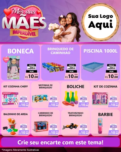 Modelo de Rede Social para Feed Instagram com o tema Mês das Mães Imperdível para Brinquedos