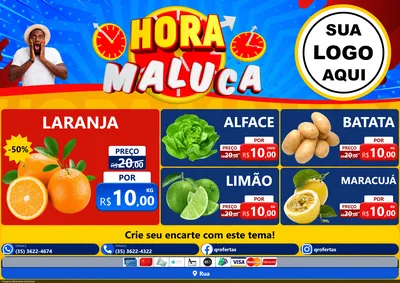 Modelo de Encarte para Encarte A4 Horizontal com o tema Hora Maluca para Hortifrúti