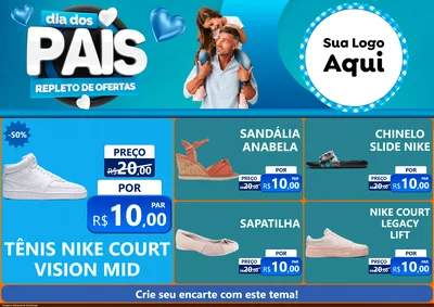 Modelo de Encarte para Encarte A4 Horizontal com o tema Dia Dos Pais Repleto de Ofertas para Calçados
