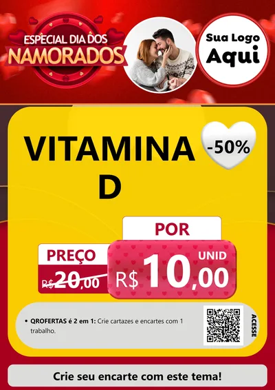 Modelo de Cartaz para Cartaz A4 Vertical com o tema Especial Dia Dos Namorados para Farmácia
