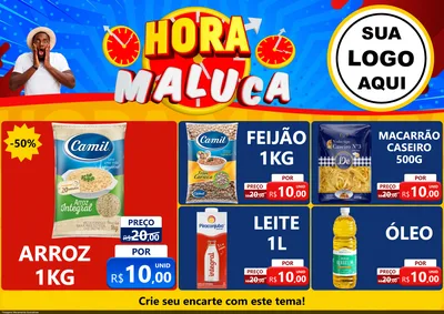Modelo de Encarte para Encarte A4 Horizontal com o tema Hora Maluca para Supermercado