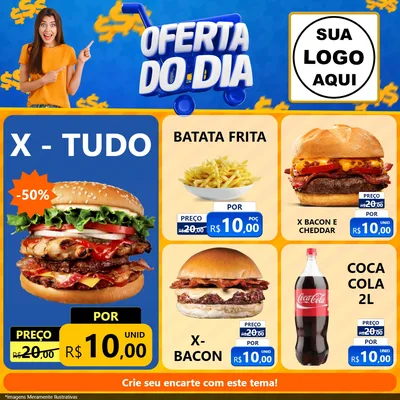 Modelo de Rede Social para Feed Facebook com o tema Oferta do Dia para Hamburgueria