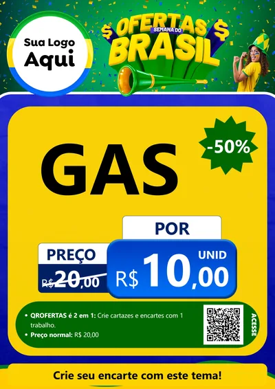 Modelo de Cartaz para Cartaz A4 Vertical com o tema Ofertas Semana do Brasil para Água e gás