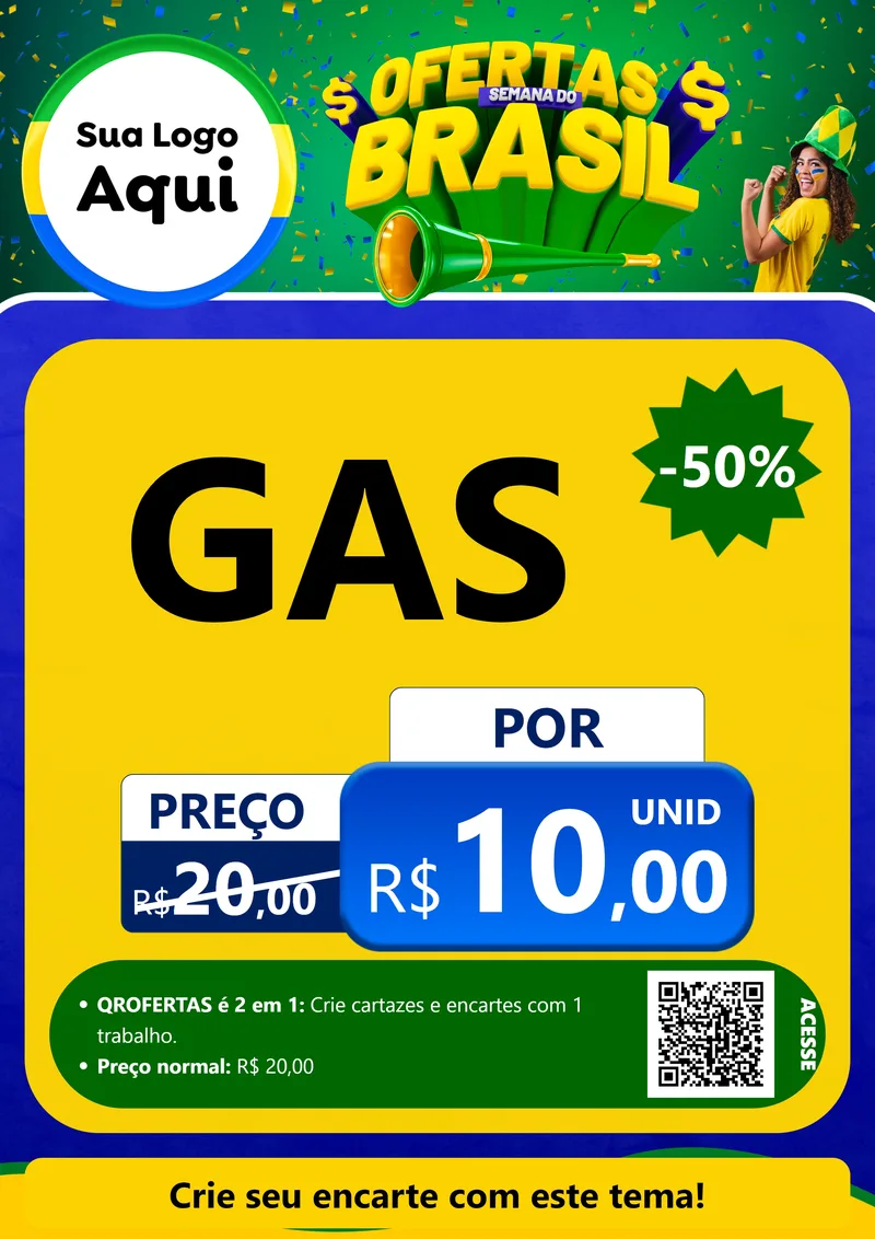 Modelo de Cartaz para Cartaz A4 Vertical com o tema Ofertas Semana do Brasil para Água e gás