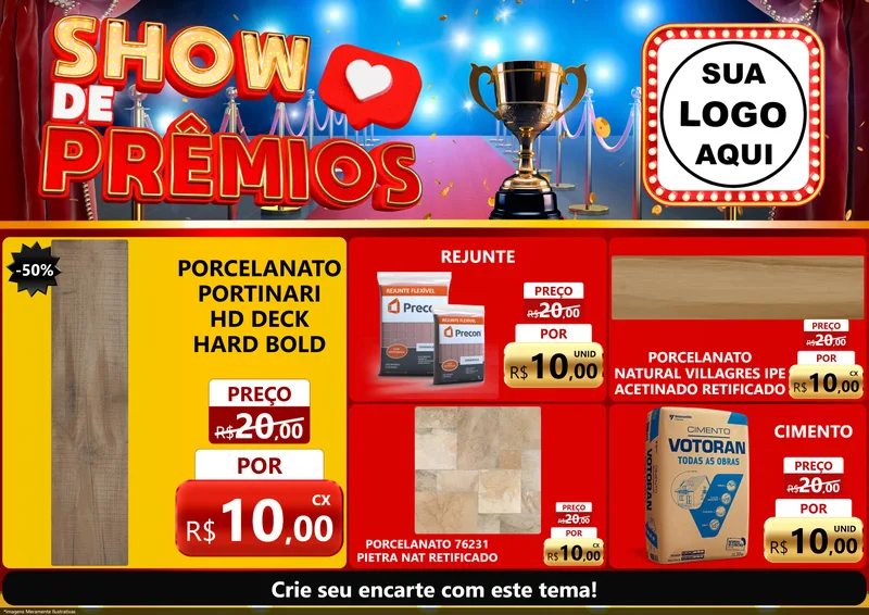 Modelo de Encarte para Encarte A4 Horizontal com o tema Show de Prêmios para Pisos e revestimentos