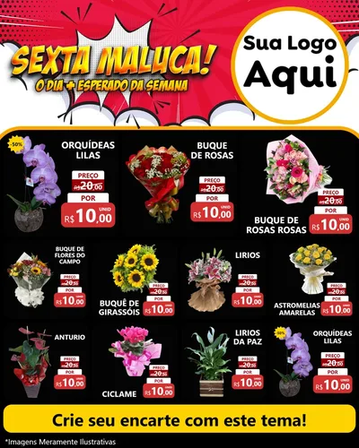 Modelo de Rede Social para Feed Instagram com o tema Sexta Maluca! para Floricultura e jardim