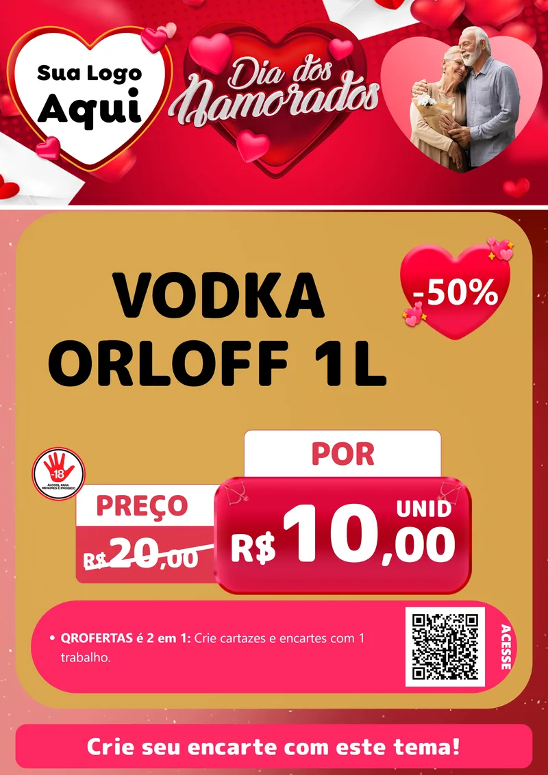 Modelo de Cartaz para Cartaz A4 Vertical com o tema Dia Dos Namorados para Distribuidora de bebidas