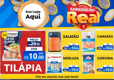 Modelo de Encarte para Encarte A4 Horizontal com o tema Sabadão do Real para Peixaria