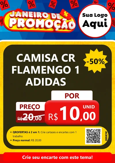 Modelo de Cartaz para Cartaz A4 Vertical com o tema Janeiro de Promoção para Roupas e acessórios