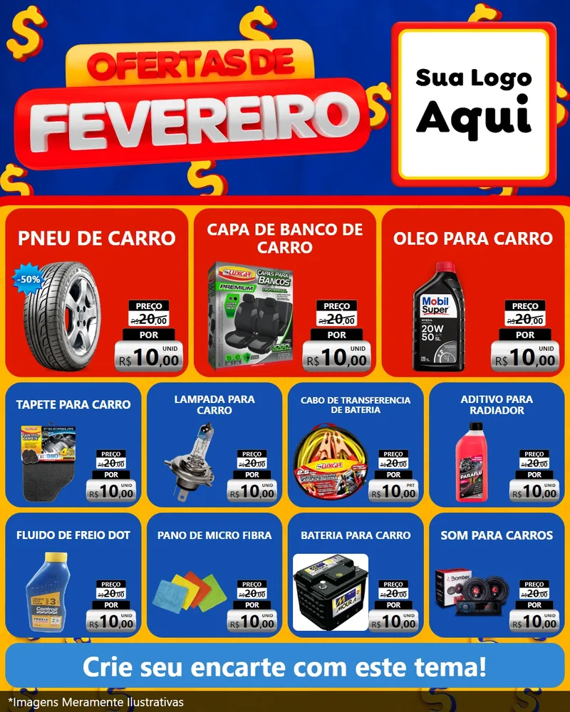 Modelo de Rede Social para Feed Instagram com o tema Ofertas de Fevereiro para Auto peças
