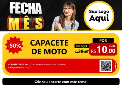 Modelo de Cartaz para Cartaz A4 Horizontal com o tema Fecha Mês para Moto peças