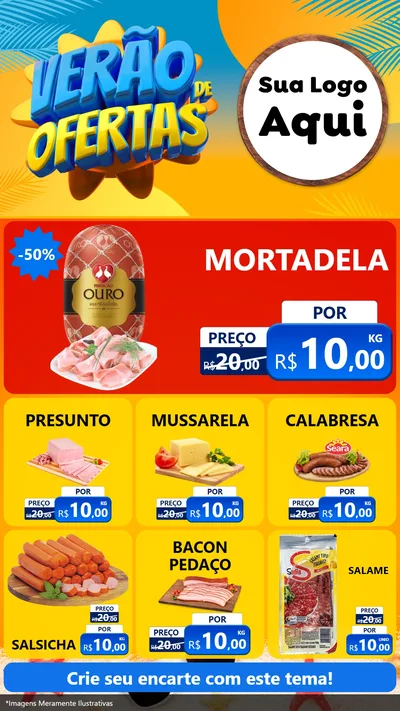 Modelo de Rede Social para Stories com o tema Verão de Ofertas para Frios e Laticínios