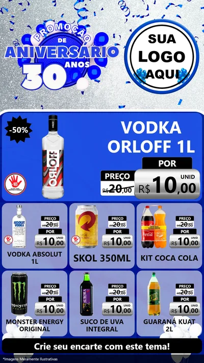 Modelo de Rede Social para Stories com o tema Promoção de Aniversário - 30 Anos para Distribuidora de bebidas
