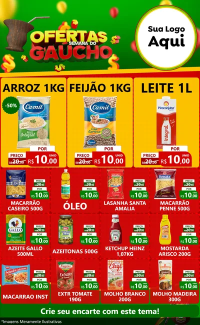 Modelo de Encarte para Encarte Grande com o tema Ofertas Semana Do Gaúcho para Supermercado