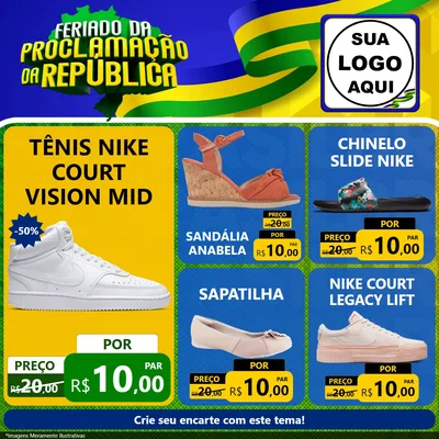 Modelo de Rede Social para Feed Facebook com o tema Feriado da Proclamação da República para Calçados
