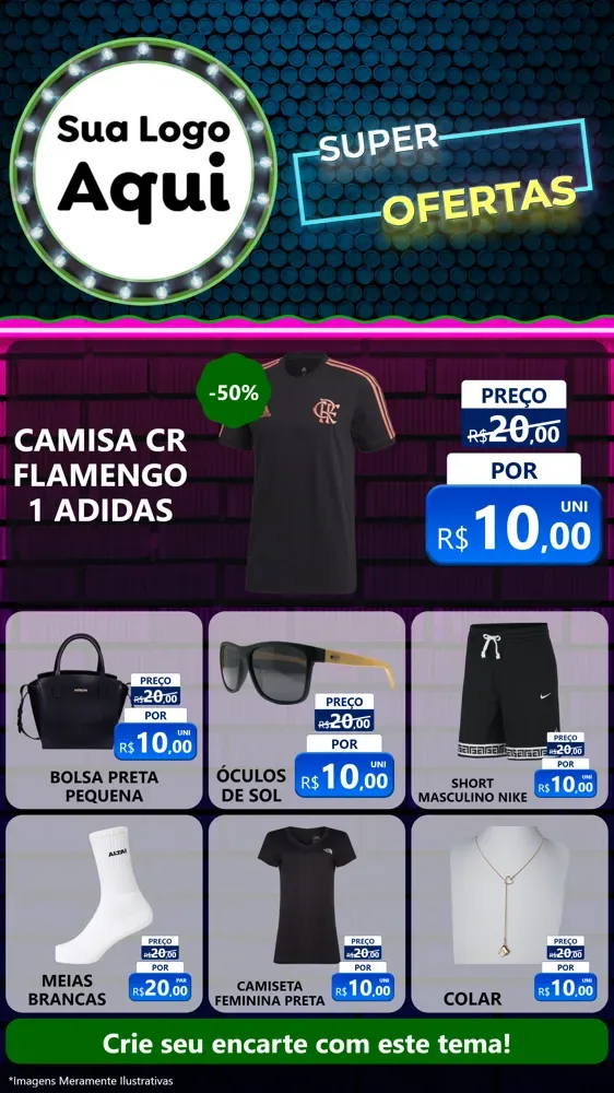 Modelo de Rede Social para Stories com o tema Super Ofertas para Roupas e acessórios