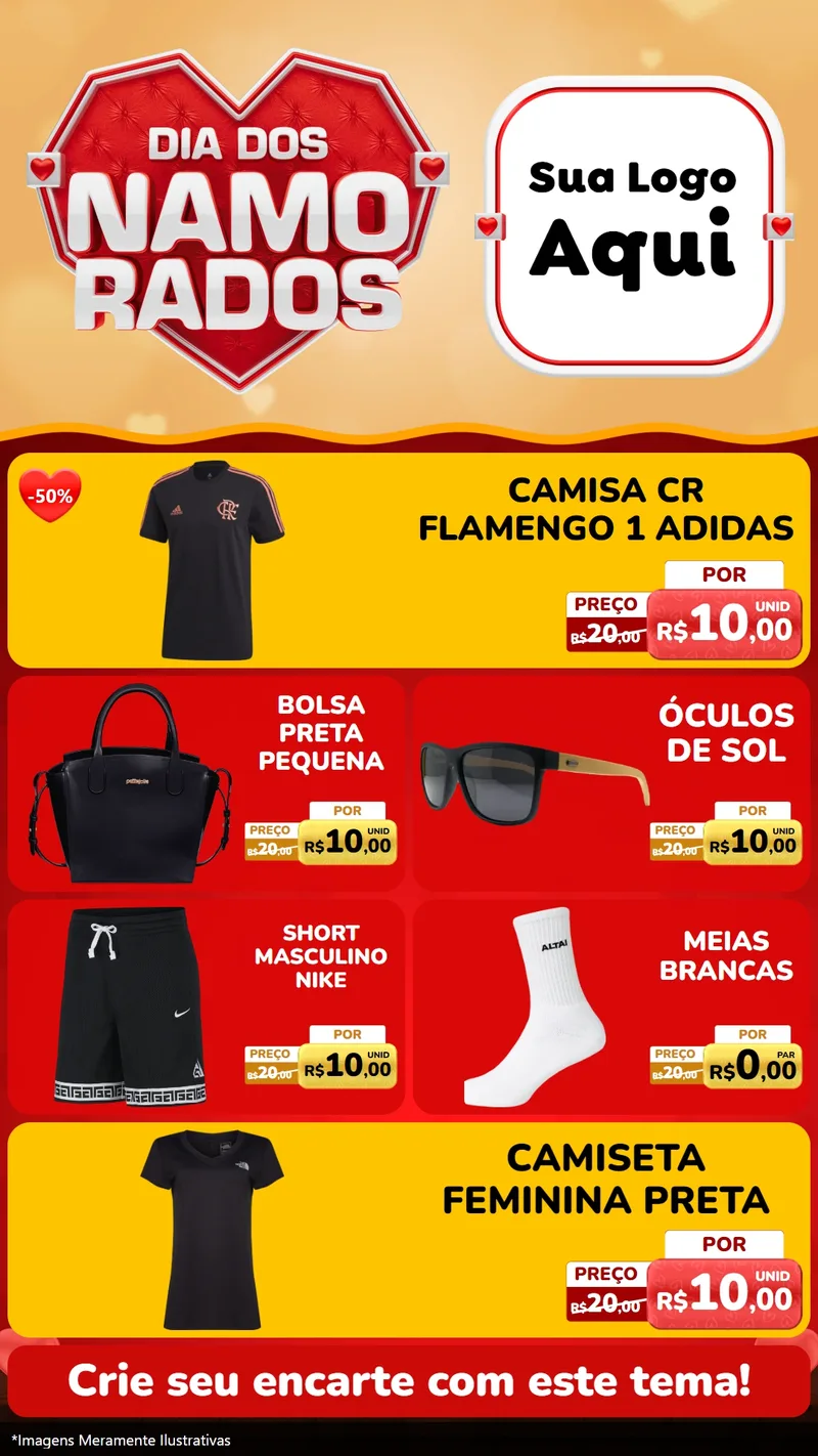 Modelo de TV para TV Vertical com o tema Dia dos Namorados para Roupas e acessórios