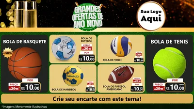Modelo de TV para TV Horizontal com o tema Grandes Ofertas de Ano Novo para Artigos Esportivos