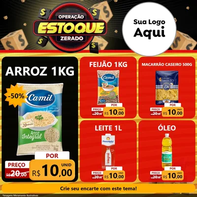 Modelo de Rede Social para Feed Facebook com o tema Operação Estoque Zerado para Supermercado
