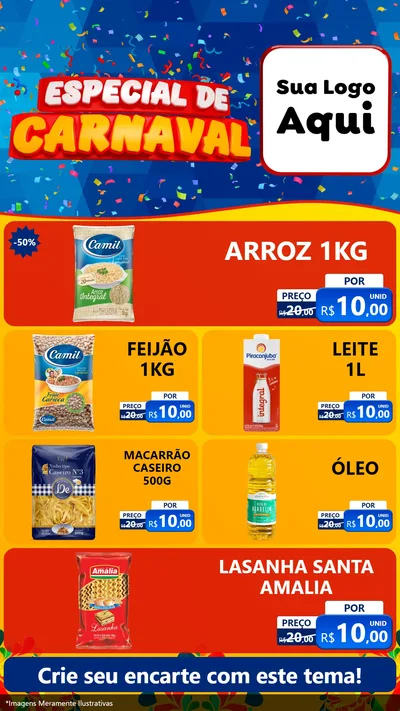 Modelo de TV para TV Vertical com o tema Especial de Carnaval para Supermercado