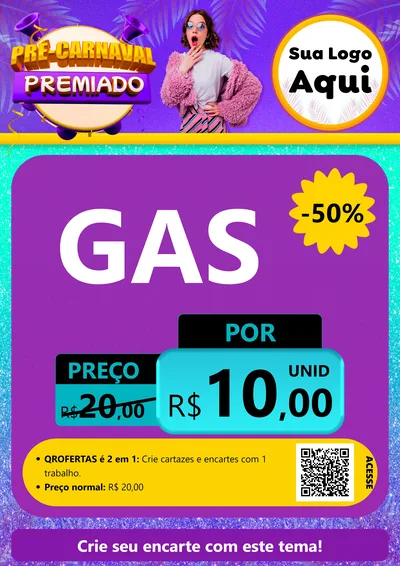 Modelo de Cartaz para Cartaz A4 Vertical com o tema Pré-Carnaval Premiado para Água e gás