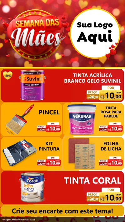 Modelo de TV para TV Vertical com o tema Semana das Mães para Tintas e Ferramentas