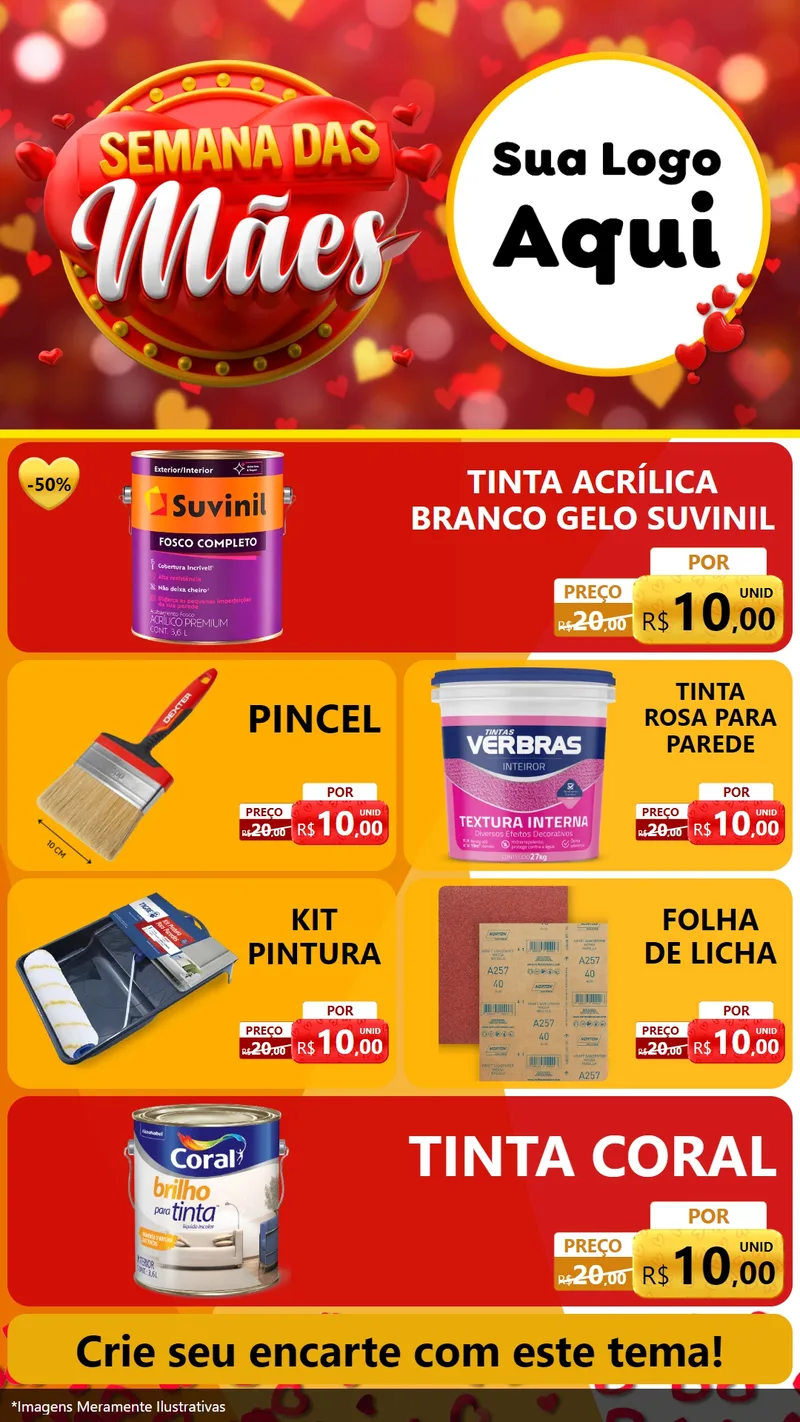 Modelo de TV para TV Vertical com o tema Semana das Mães para Tintas e Ferramentas