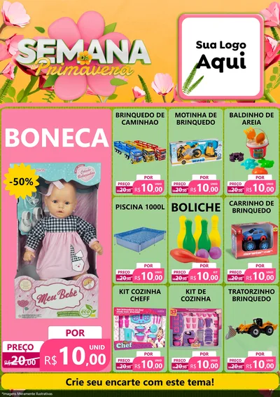 Modelo de Encarte para Encarte A4 Vertical com o tema Semana da Primavera para Brinquedos