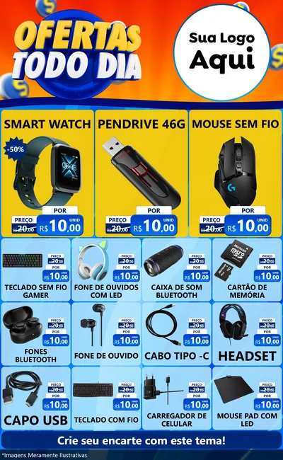 Modelo de Encarte para Encarte Grande com o tema Ofertas Todo Dia para Informática