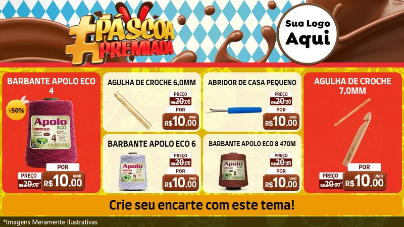 Modelo de TV para TV Horizontal com o tema Páscoa Premiada para Armarinho e Aviamentos