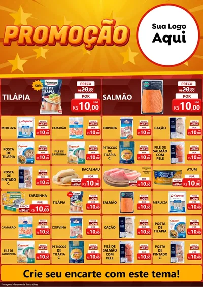 Modelo de Encarte para Encarte A4 Vertical com o tema Promoção para Peixaria