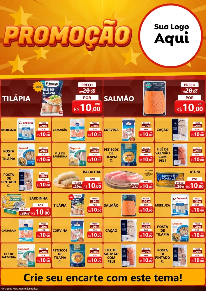 Modelo de Encarte para Encarte A4 Vertical com o tema Promoção para Peixaria