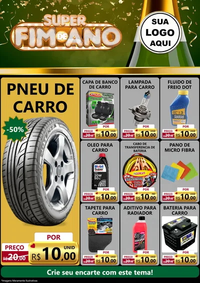 Modelo de Encarte para Encarte A4 Vertical com o tema Super Fim de Ano para Auto peças