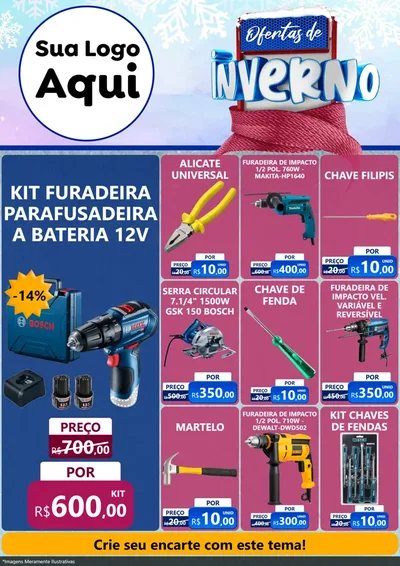 Modelo de Encarte para Encarte A4 Vertical com o tema Ofertas de Inverno para Maquinas e Ferramentas