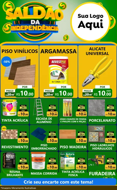 Modelo de Encarte para Encarte Grande com o tema Saldão da Indepêndencia para Material para Construção