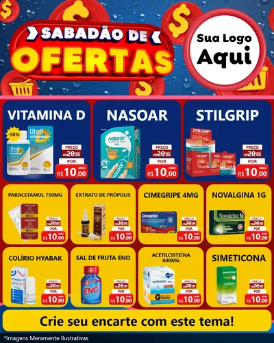 Modelo de Rede Social para Feed Instagram com o tema Sabadão de Ofertas para Farmácia