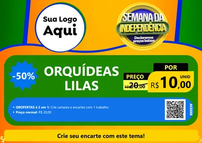 Modelo de Cartaz para Cartaz A4 Horizontal com o tema Semana da Independência Declaramos Preços Baixos para Floricultura e jardim