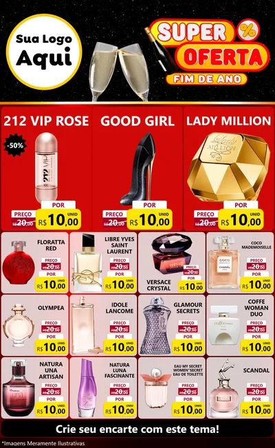 Modelo de Encarte para Encarte Grande com o tema Super Oferta Fim de Ano para Perfumes