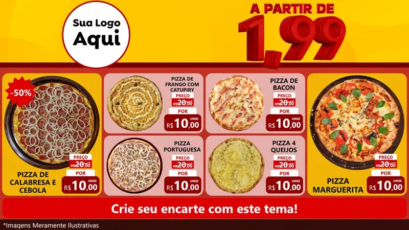 Modelo de TV para TV Horizontal com o tema A Partir de Um e Noventa e Nove - 1,99 para Pizzaria