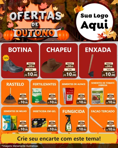 Modelo de Rede Social para Feed Instagram com o tema Ofertas de Outono para Agropecuária