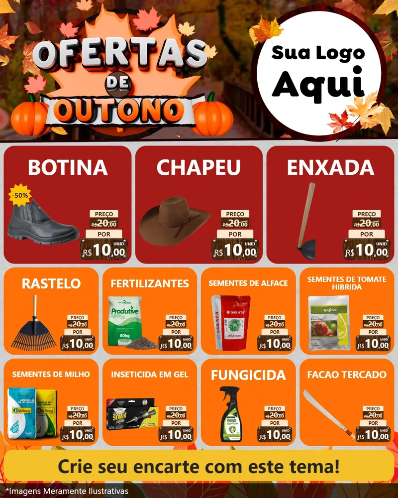 Modelo de Rede Social para Feed Instagram com o tema Ofertas de Outono para Agropecuária