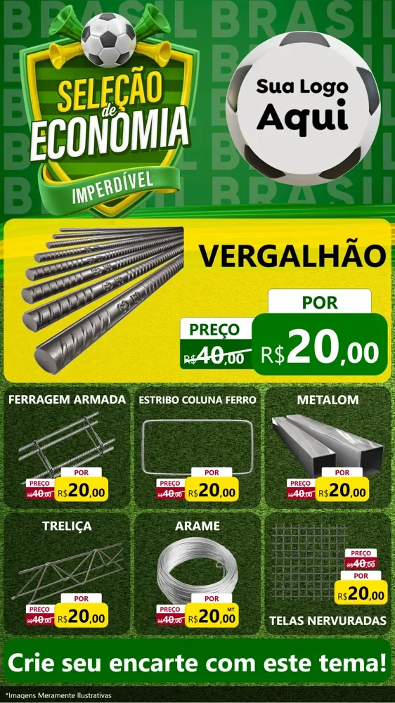 Modelo de Rede Social para Stories com o tema Seleção de Economia - Copa para Ferragens