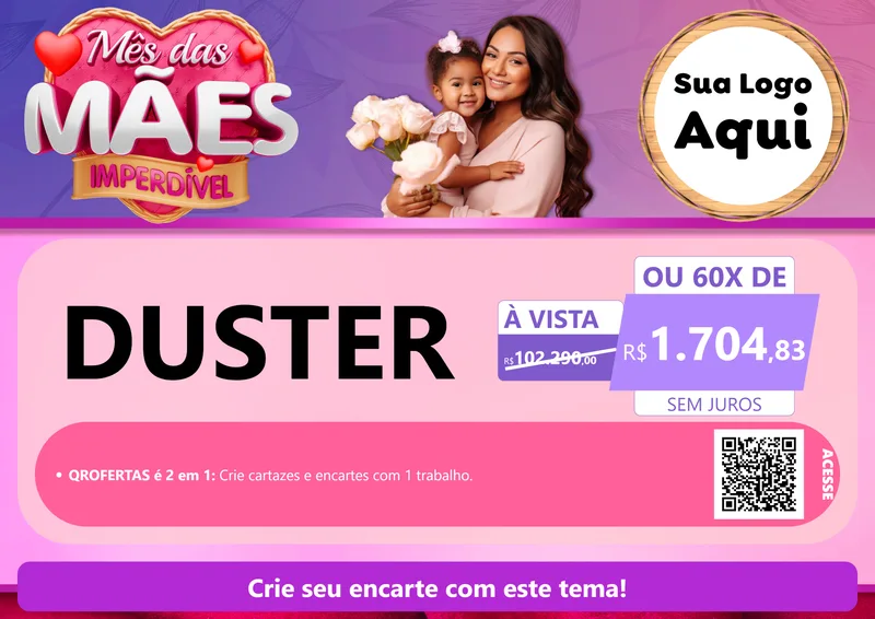 Modelo de Cartaz para Cartaz A4 Horizontal com o tema Mês das Mães Imperdível para Concessionaria de Carros