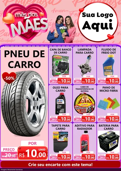 Modelo de Encarte para Encarte A4 Vertical com o tema Mês Das Mães para Auto peças