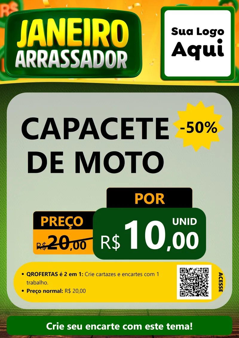 Modelo de Cartaz para Cartaz A4 Vertical com o tema Janeiro Arrasador para Moto peças