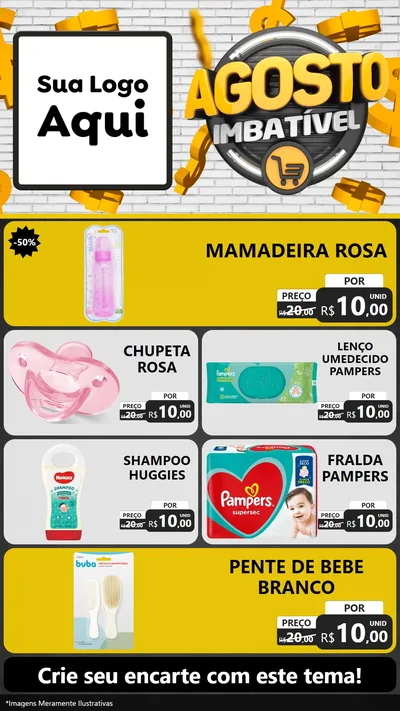 Modelo de TV para TV Vertical com o tema Agosto imbatível para Bebês