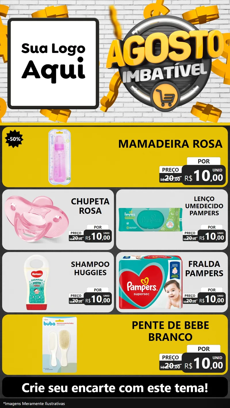 Modelo de TV para TV Vertical com o tema Agosto imbatível para Bebês